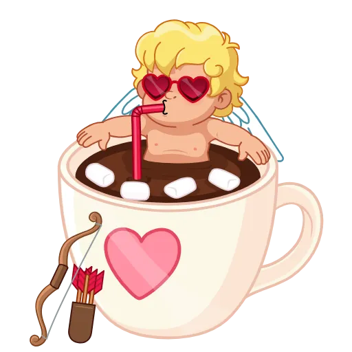 ☕️ Эмодзи «Анимированный набор эмоджи с Купидоном» для Telegram