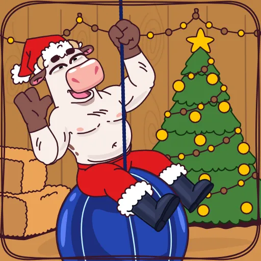 🎅 Эмодзи «Бык-фермер» для Telegram
