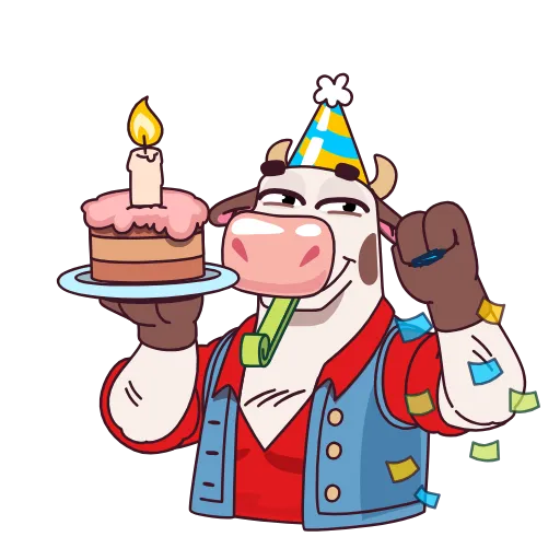 🥳 Эмодзи «Бык-фермер» для Telegram