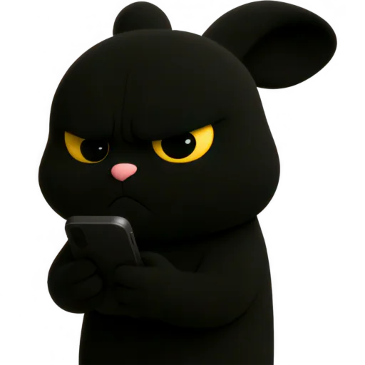📱 Стикер «Черный кролик» для Telegram