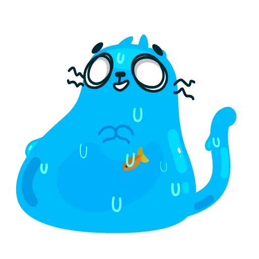 💙 Эмодзи «Водокот растекается по вашим диалогам» для Telegram