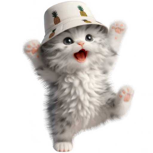 🤪 Стикер «Котик в шляпе ананасе» для Telegram
