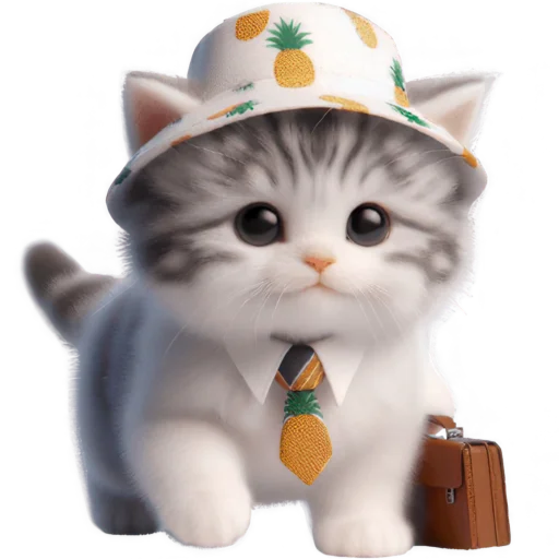 💼 Стикер «Котик в шляпе ананасе» для Telegram