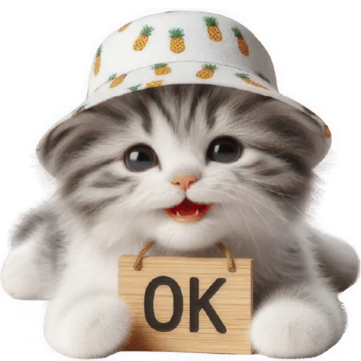 👌 Стикер «Котик в шляпе ананасе» для Telegram