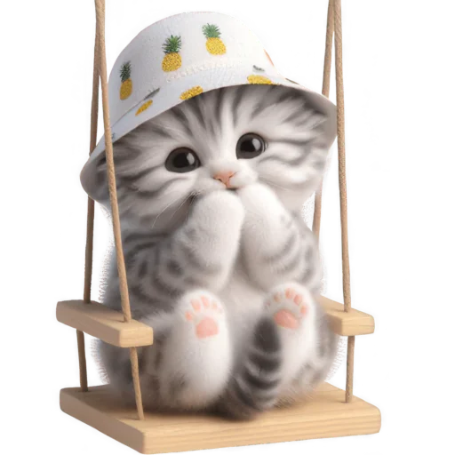 🤭 Стикер «Котик в шляпе ананасе» для Telegram