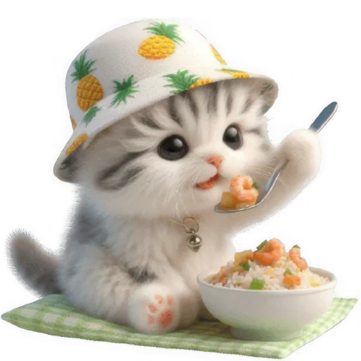 😋 Стикер «Котик в шляпе ананасе» для Telegram