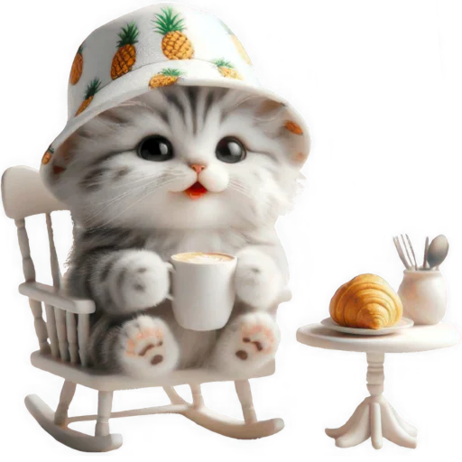 ☕️ Стикер «Котик в шляпе ананасе» для Telegram