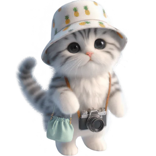 📸 Стикер «Котик в шляпе ананасе» для Telegram