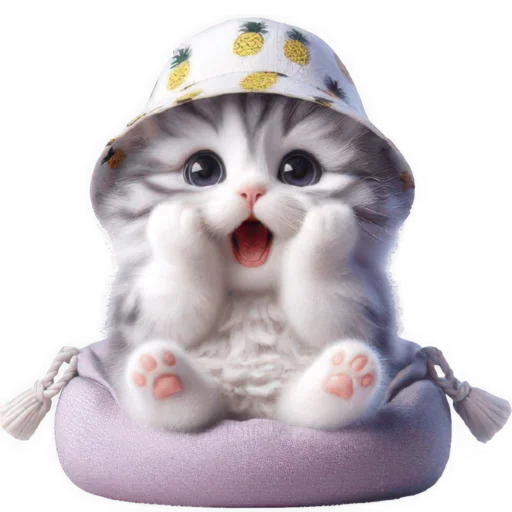 😱 Стикер «Котик в шляпе ананасе» для Telegram