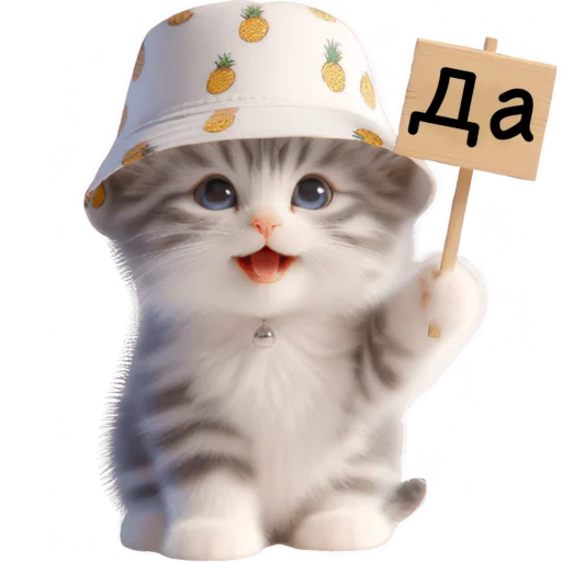 ✅ Стикер «Котик в шляпе ананасе» для Telegram