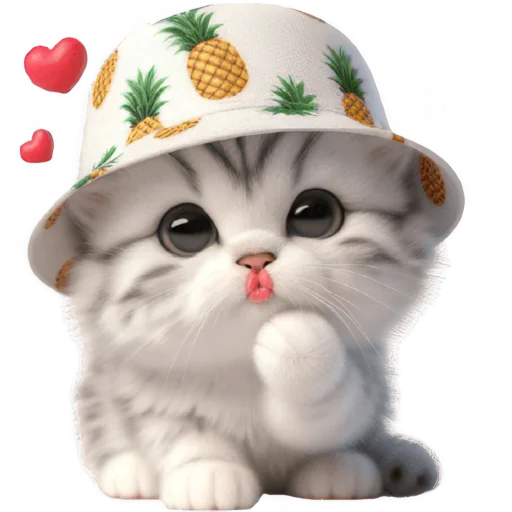 😘 Стикер «Котик в шляпе ананасе» для Telegram