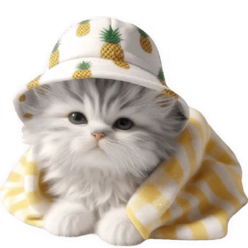 🥱 Стикер «Котик в шляпе ананасе» для Telegram
