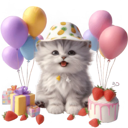 🎂 Стикер «Котик в шляпе ананасе» для Telegram