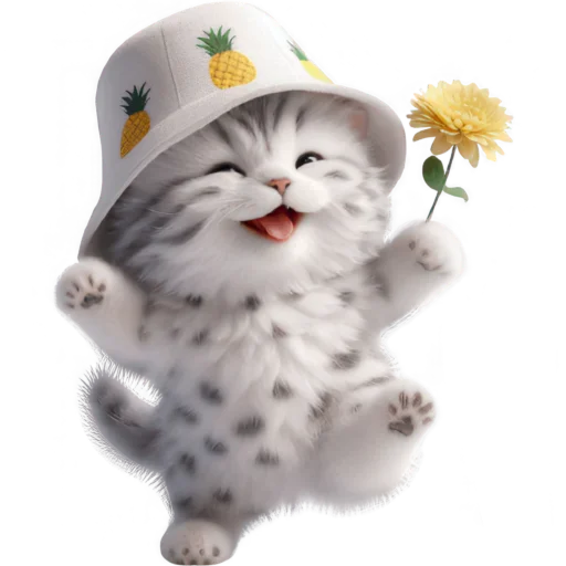 🌼 Стикер «Котик в шляпе ананасе» для Telegram
