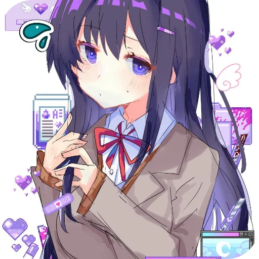 💇 Стикер «DDLC YURI ;; stickers» для Telegram