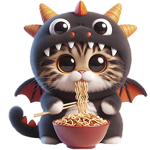 🍜 Стикер «Пушистые драконы» для Telegram