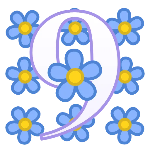 9️⃣ Эмодзи «Весенние буквы - английские и цифры» для Telegram