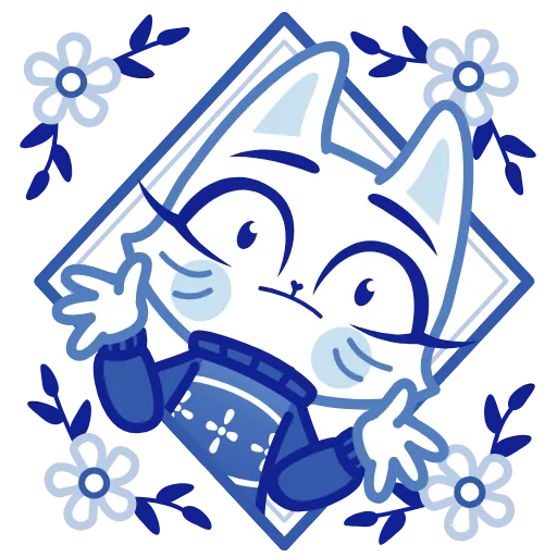 ⭐ Эмодзи «Кошечка Гжель» для Telegram