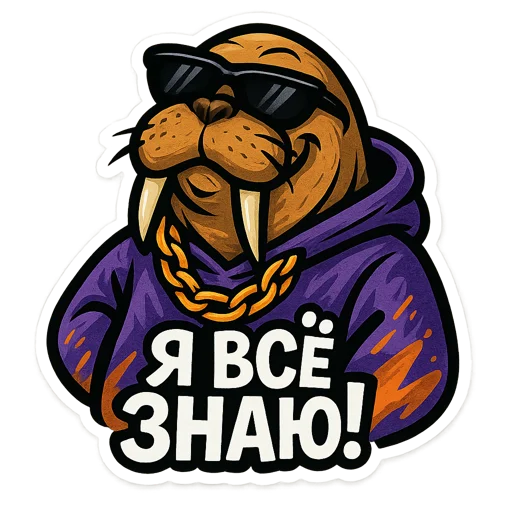🤓 Стикер «Хайповый морж» для Telegram