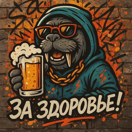 🍺 Стикер «Хайповый морж» для Telegram