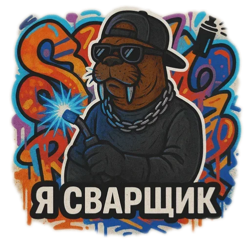 🧑‍🏭 Стикер «Хайповый морж» для Telegram
