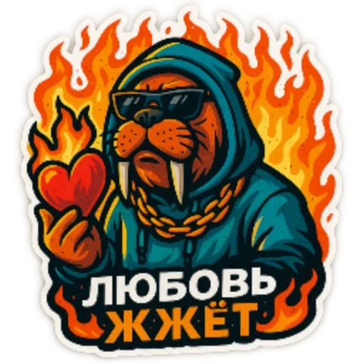 ❤‍🔥 Стикер «Хайповый морж» для Telegram