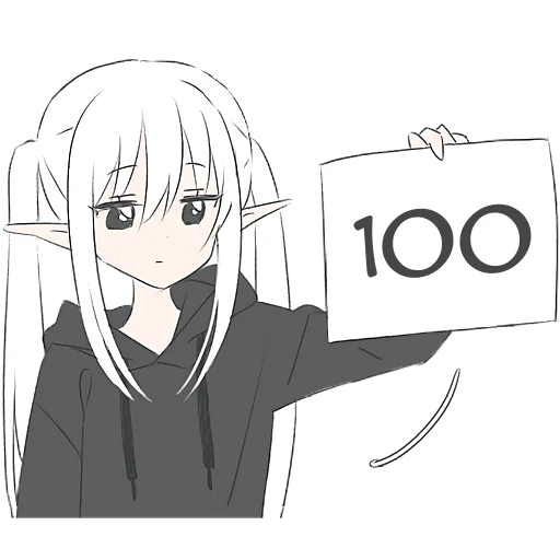 💯 Стикер «Эльфийка в худи» для Telegram