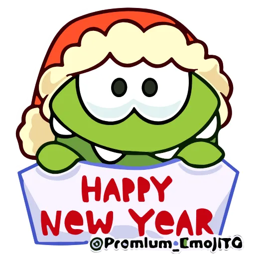 Эмодзи New Year Om Nom Новогодний Ам Ням для Telegram — скачать