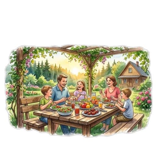 👨‍👩‍👦‍👦 Стикер «Отдых» для Telegram
