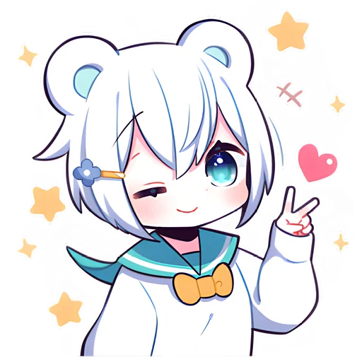 ✌ Стикер «Полярная мишка-тян» для Telegram