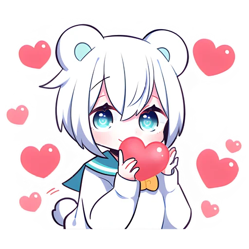 🥰 Стикер «Полярная мишка-тян» для Telegram