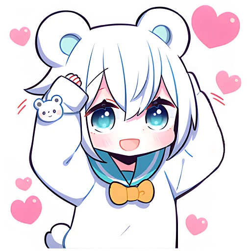 🥰 Стикер «Полярная мишка-тян» для Telegram