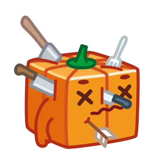 😵 Эмодзи «Pumpkin Cube - квадратная тыква» для Telegram