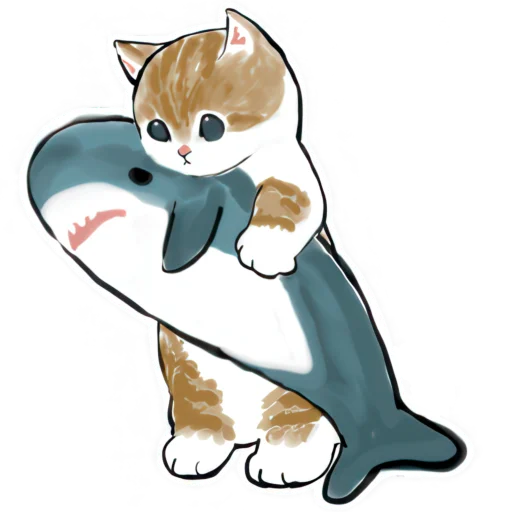 😶 Стикер «Акула и котята» для Telegram