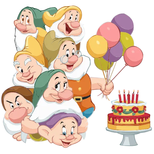 🎂 Эмодзи «Белоснежка и гномы» для Telegram