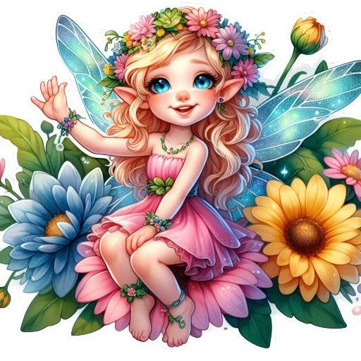 👋 Стикер «Flowers fairies bunnies» для Telegram