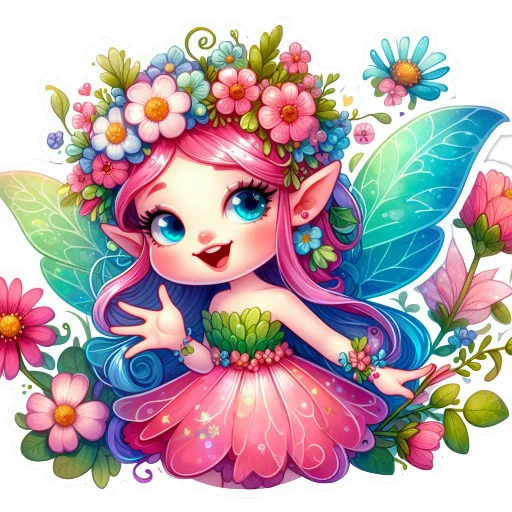 👋 Стикер «Flowers fairies bunnies» для Telegram