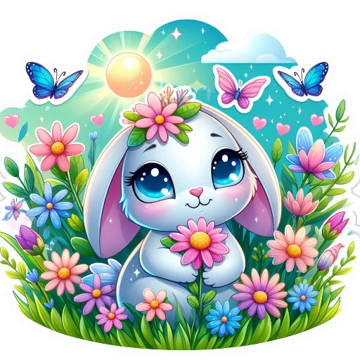 🌸 Стикер «Flowers fairies bunnies» для Telegram