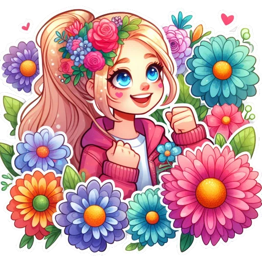💪 Стикер «Flowers fairies bunnies» для Telegram