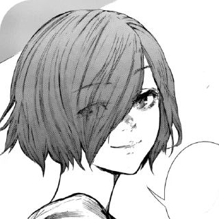 ☺️ Стикер «😟 Тоука Киришима» для Telegram
