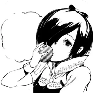 😋 Стикер «😟 Тоука Киришима» для Telegram