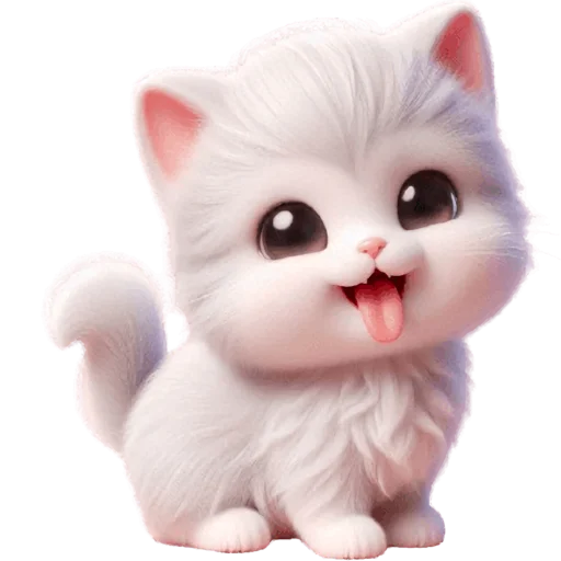 😛 Стикер «Белая котька» для Telegram