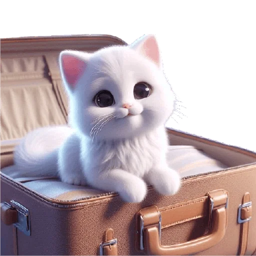 🧳 Стикер «Белая котька» для Telegram