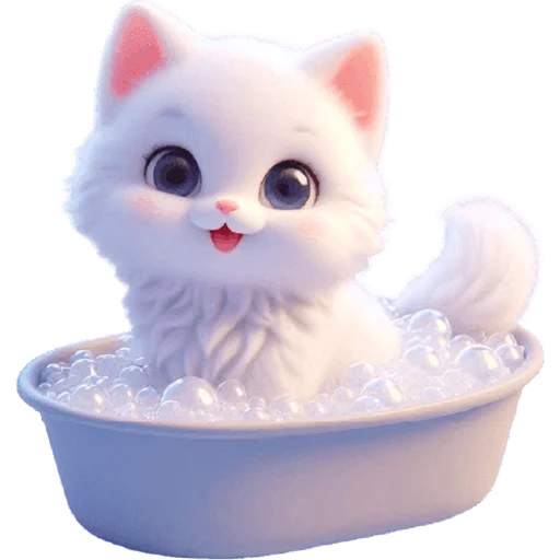 🛁 Стикер «Белая котька» для Telegram