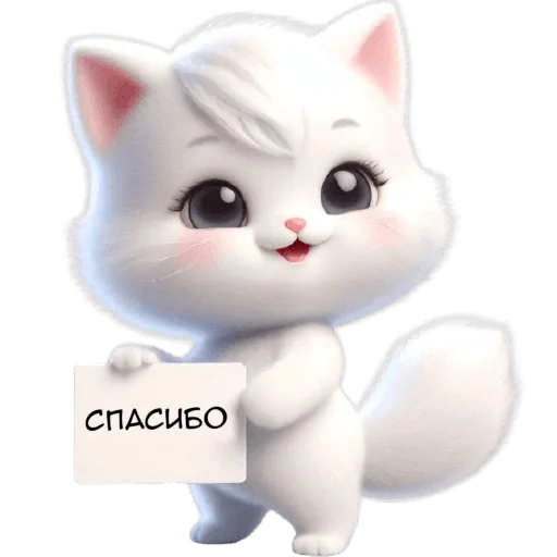 🤗 Стикер «Белая котька» для Telegram
