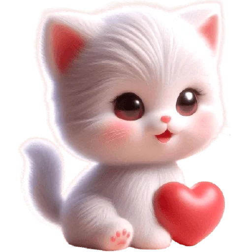 ❤️ Стикер «Белая котька» для Telegram