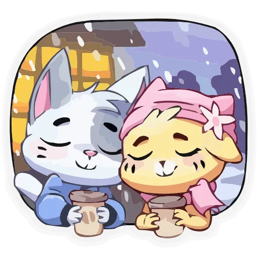 ☕️ Эмодзи «Зимние Бисквит и Ванилька» для Telegram