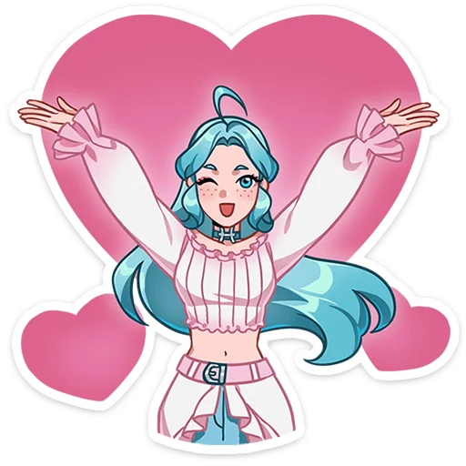 🥰 Стикер «Знакомьтесь Альма&; Её знак зодиака — Рыбы стихия — вода, а внутренний мир — необъятный океан из ...» для Telegram