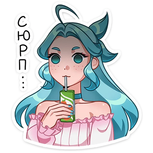 🥤 Стикер «Знакомьтесь Альма&; Её знак зодиака — Рыбы стихия — вода, а внутренний мир — необъятный океан из ...» для Telegram