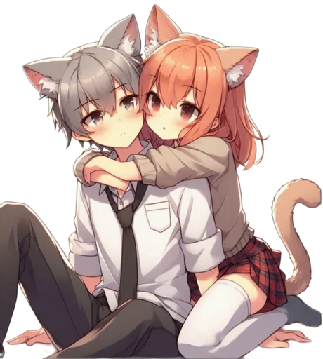 Стикерпак anime cats love для Telegram — скачать